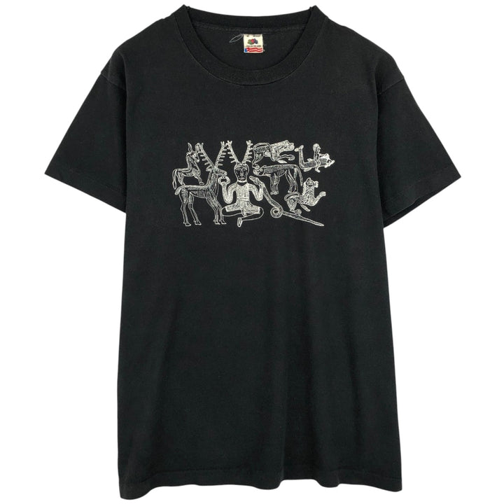90'S Fruit of the Loom Celtic Mythology Print T-Shirt, Made in USA, Men's XL (approx.) Vintage cotton black type Vintage Second Hand