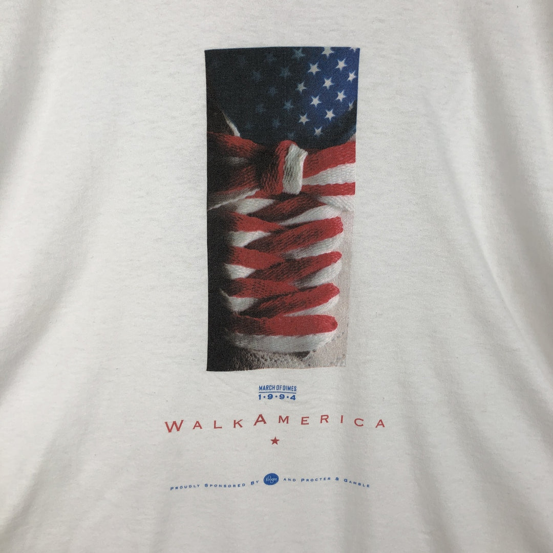 90'S Fruit of the Loom American flag photo t-shirt, made in USA, men's size XL equivalent, vintage. cotton white type Vintage Second Hand