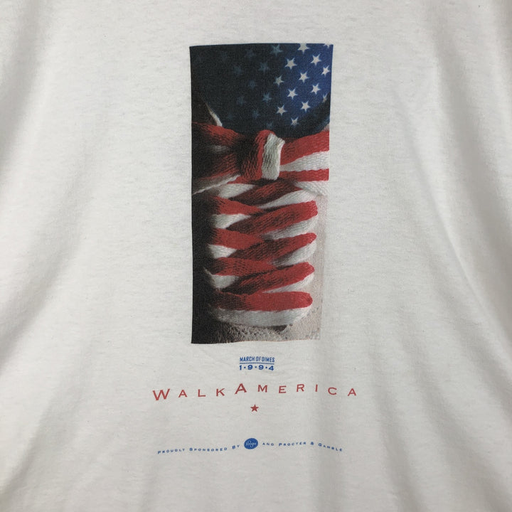 90'S Fruit of the Loom American flag photo t-shirt, made in USA, men's size XL equivalent, vintage. cotton white type Vintage Second Hand