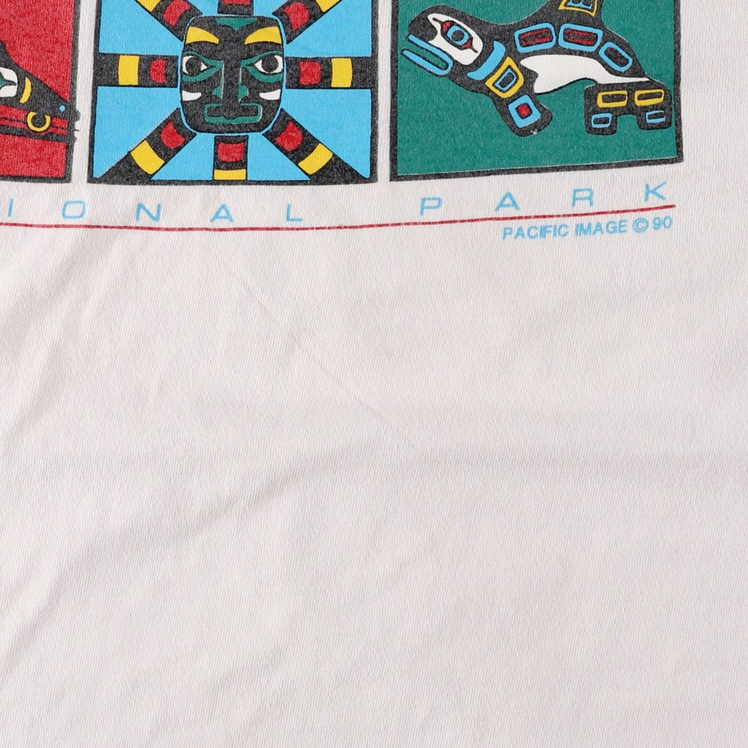 90'S ONEITA POWER-T Printed T-shirt Made in USA Men's L size Vintage cotton white type Vintage Second Hand
