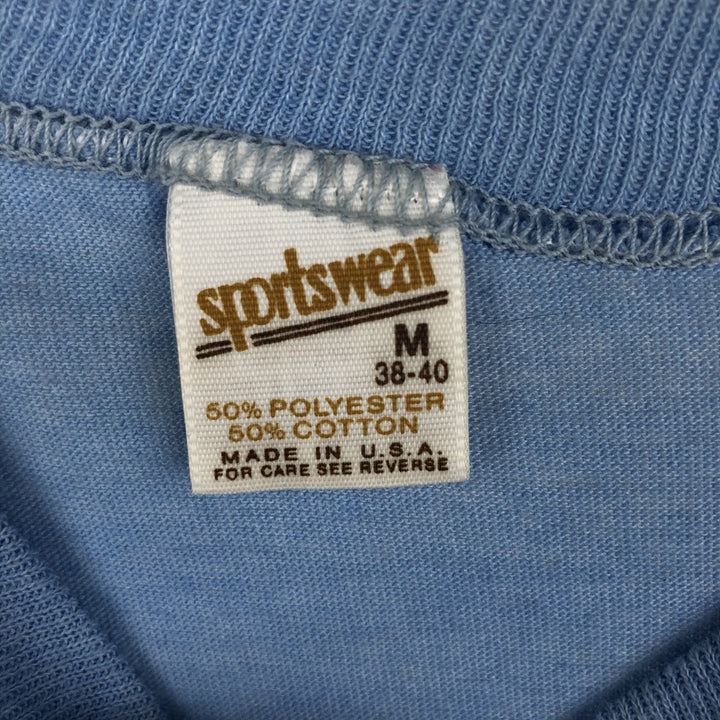 SPORTSWEAR Printed T-Shirt, Made in USA, Men's Size M cotton Blue type light blue Vintage Second Hand