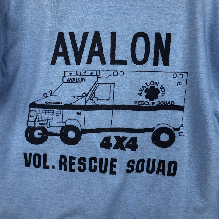 SPORTSWEAR Printed T-Shirt, Made in USA, Men's Size M cotton Blue type light blue Vintage Second Hand