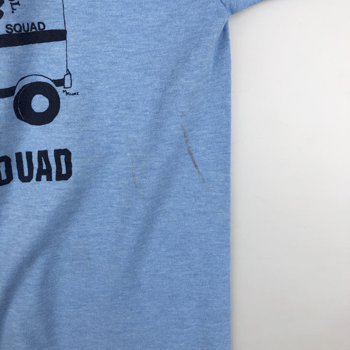 SPORTSWEAR Printed T-Shirt, Made in USA, Men's Size M cotton Blue type light blue Vintage Second Hand