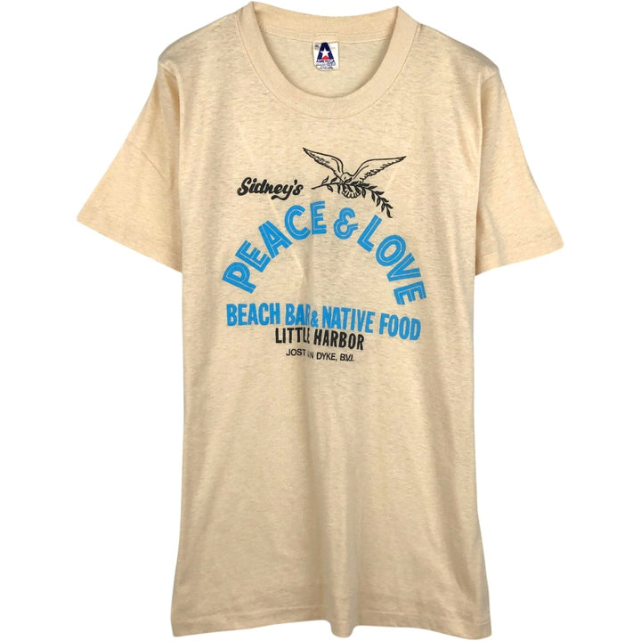 AMERICA Print T-Shirt, Made in USA, Men's XL (approx.) cotton Beige type Vintage Second Hand