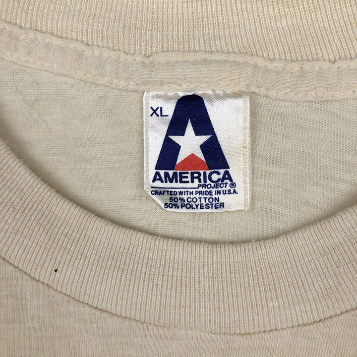 AMERICA Print T-Shirt, Made in USA, Men's XL (approx.) cotton Beige type Vintage Second Hand