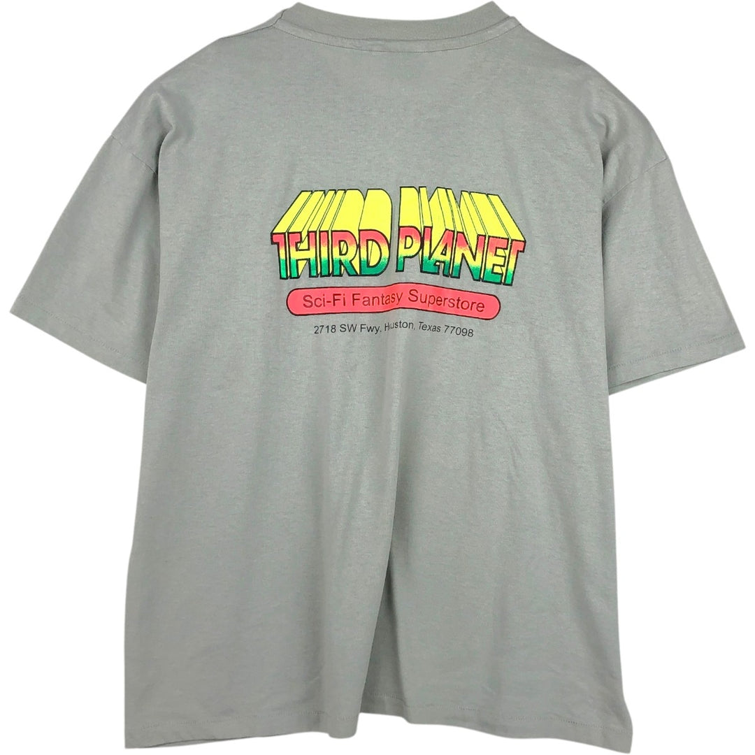 Printed T-shirt, men's size XL cotton Khaki type sage green Vintage Second Hand