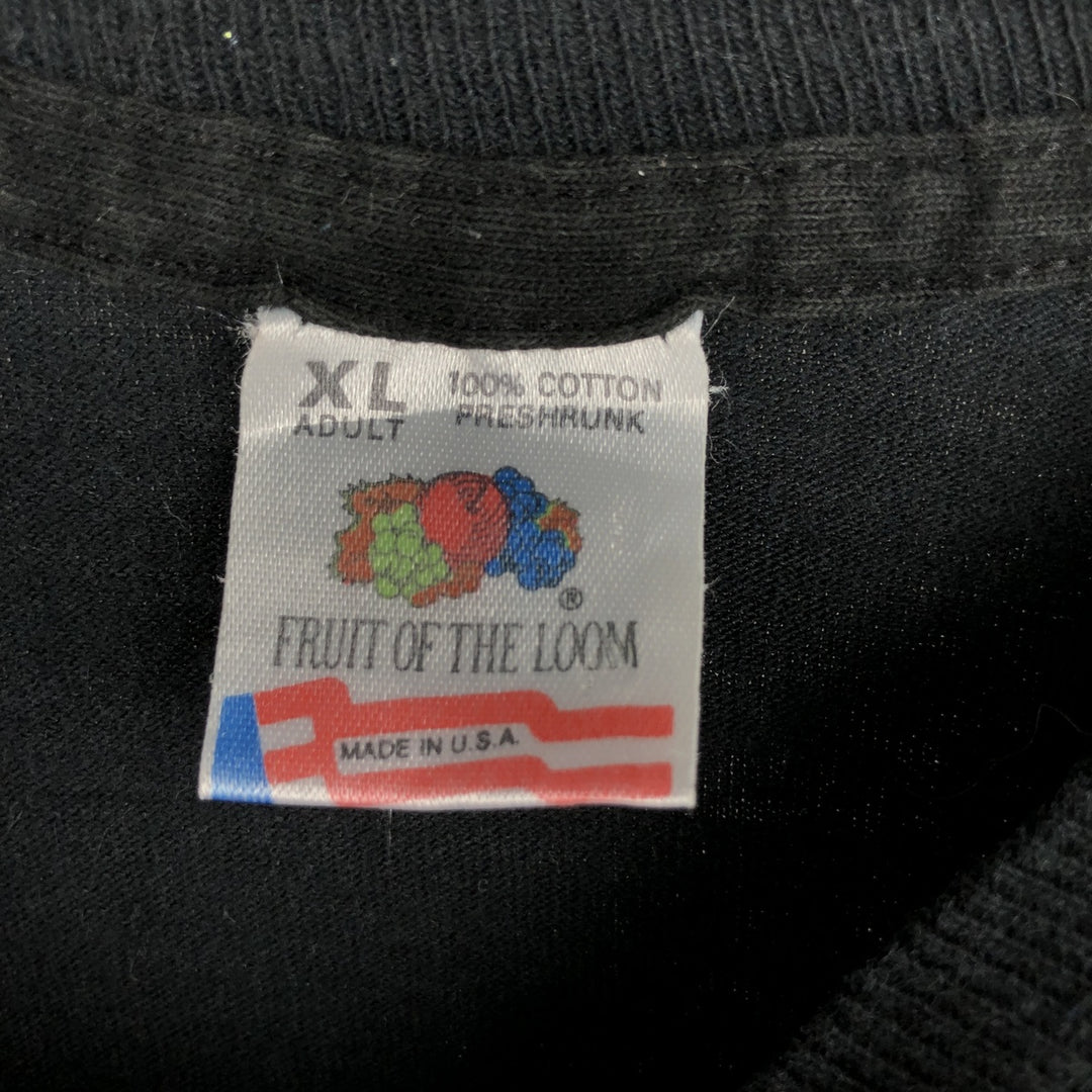 90'S Fruit of the Loom printed T-shirt, made in the USA, men's XL size, vintage cotton black type Vintage Second Hand