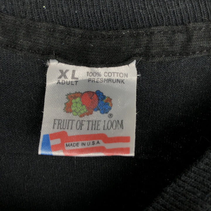 90'S Fruit of the Loom printed T-shirt, made in the USA, men's XL size, vintage cotton black type Vintage Second Hand