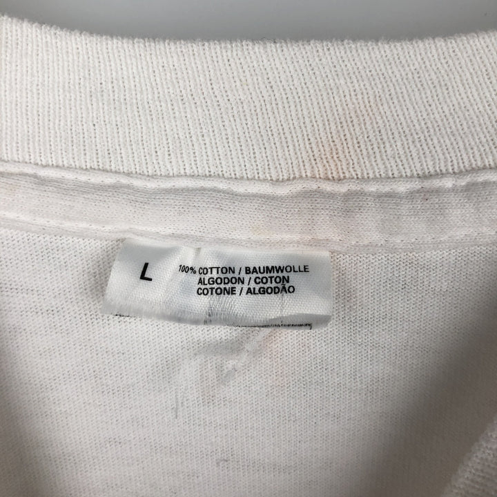 Vintage printed T-shirt, size L for men cotton white type Vintage Second Hand