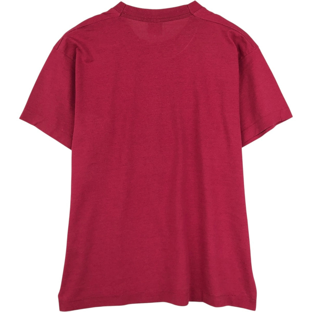 90'S Fruit of the Loom fish print t-shirt, made in USA, men's size L equivalent, vintage. cotton wine-red Vintage Second Hand