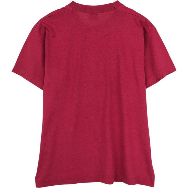 90'S Fruit of the Loom fish print t-shirt, made in USA, men's size L equivalent, vintage. cotton wine-red Vintage Second Hand