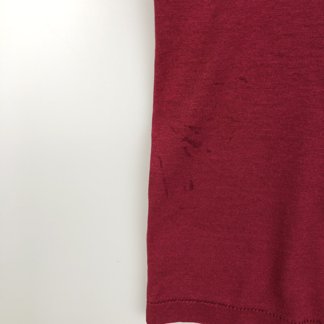90'S Fruit of the Loom fish print t-shirt, made in USA, men's size L equivalent, vintage. cotton wine-red Vintage Second Hand