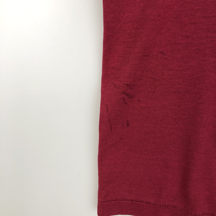 90'S Fruit of the Loom fish print t-shirt, made in USA, men's size L equivalent, vintage. cotton wine-red Vintage Second Hand
