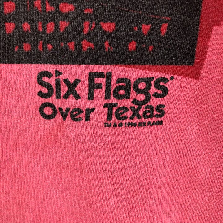 90'S SIX FLAGS Print T-Shirt, Men's Size L (Equivalent), Vintage unclear pink type Vintage Second Hand