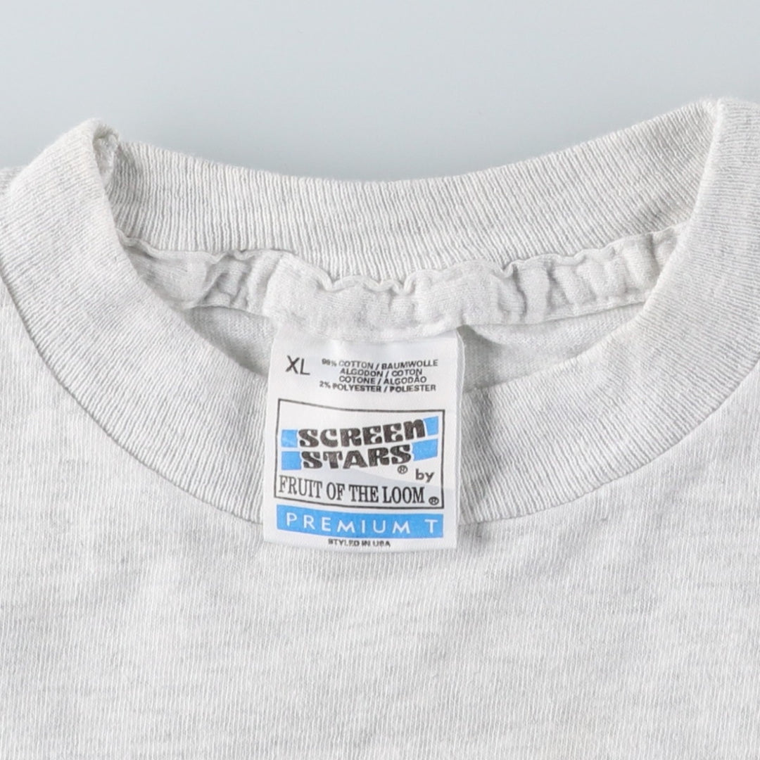 90'S Screen Stars FRUIT OF THE LOOM Print T-Shirt, Men's XL equivalent, Vintage cotton gray type Vintage Second Hand