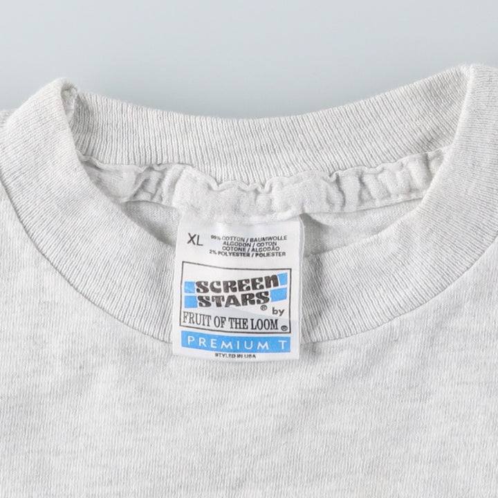 90'S Screen Stars FRUIT OF THE LOOM Print T-Shirt, Men's XL equivalent, Vintage cotton gray type Vintage Second Hand