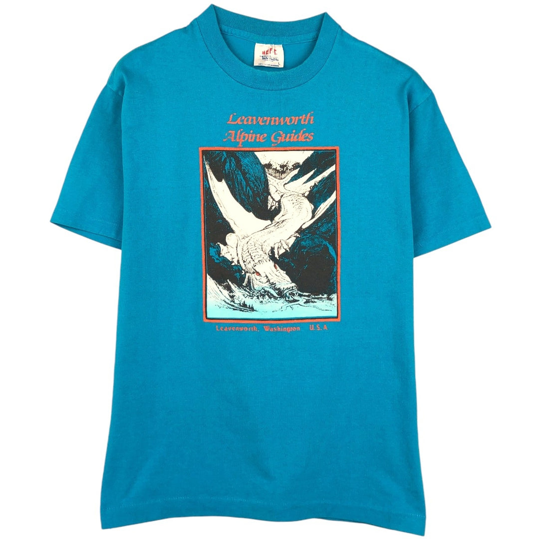 80'S Tee Jays HEF-T Print T-Shirt, Made in USA, Men's Size L (Equivalent), Vintage polyester blue type Vintage Second Hand