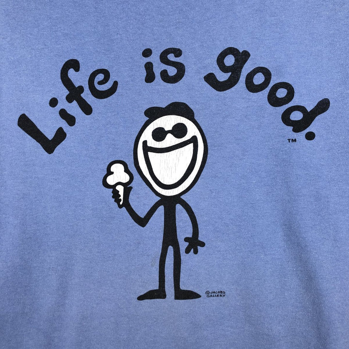 ONEITA Printed T-Shirt, Made in USA, Men's Size M (approx.) cotton Blue type light blue Vintage Second Hand
