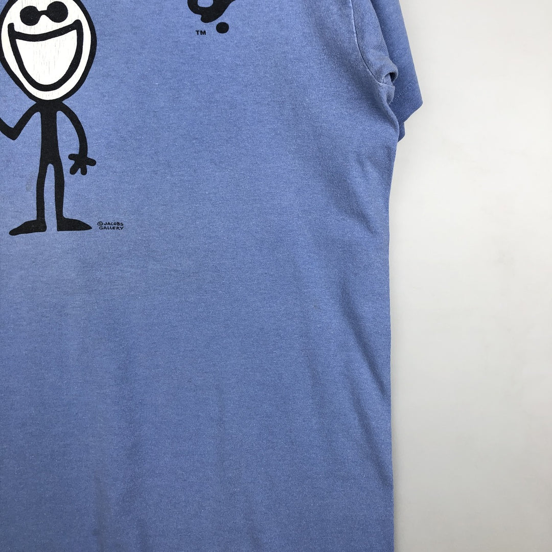 ONEITA Printed T-Shirt, Made in USA, Men's Size M (approx.) cotton Blue type light blue Vintage Second Hand