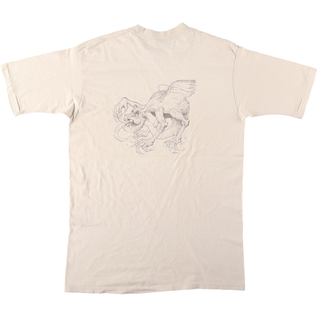 ~90'S Heavy Back Print T-Shirt, Men's XL Equivalent, Vintage cotton Beige type Vintage Second Hand