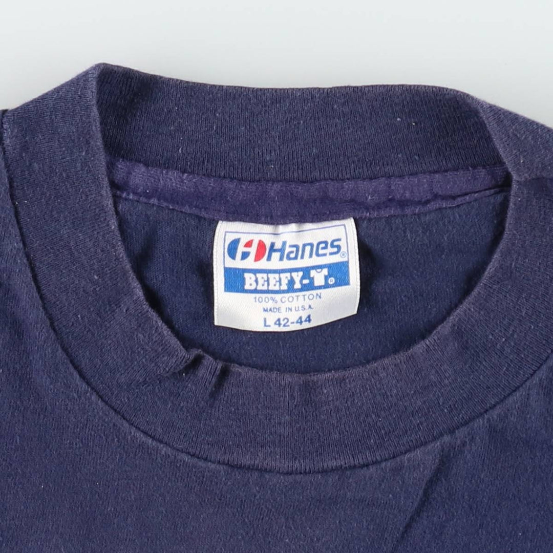 80'S Hanes BEEFY-T Blue Tag Philippe The Original Print T-Shirt, Made in USA, Men's Size L (approx.) cotton navy blue type Vintage Second Hand