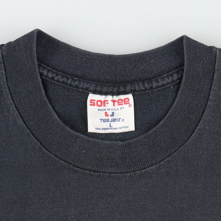 90'S Tee Jays SOF TEE Print T-Shirt, Made in USA, Men's Size L (Equivalent), Vintage cotton black type Vintage Second Hand