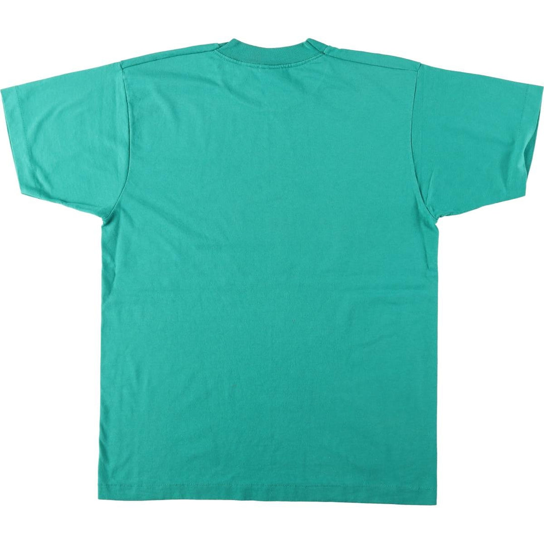 90'S Fruit of the Loom Best Printed T-shirt, Made in USA, Men's L size, Vintage cotton Emerald green Vintage Second Hand