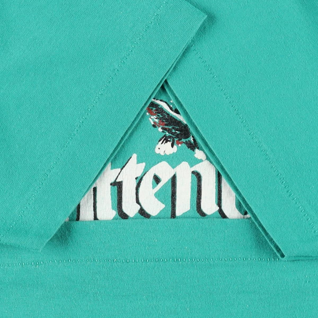 90'S Fruit of the Loom Best Printed T-shirt, Made in USA, Men's L size, Vintage cotton Emerald green Vintage Second Hand