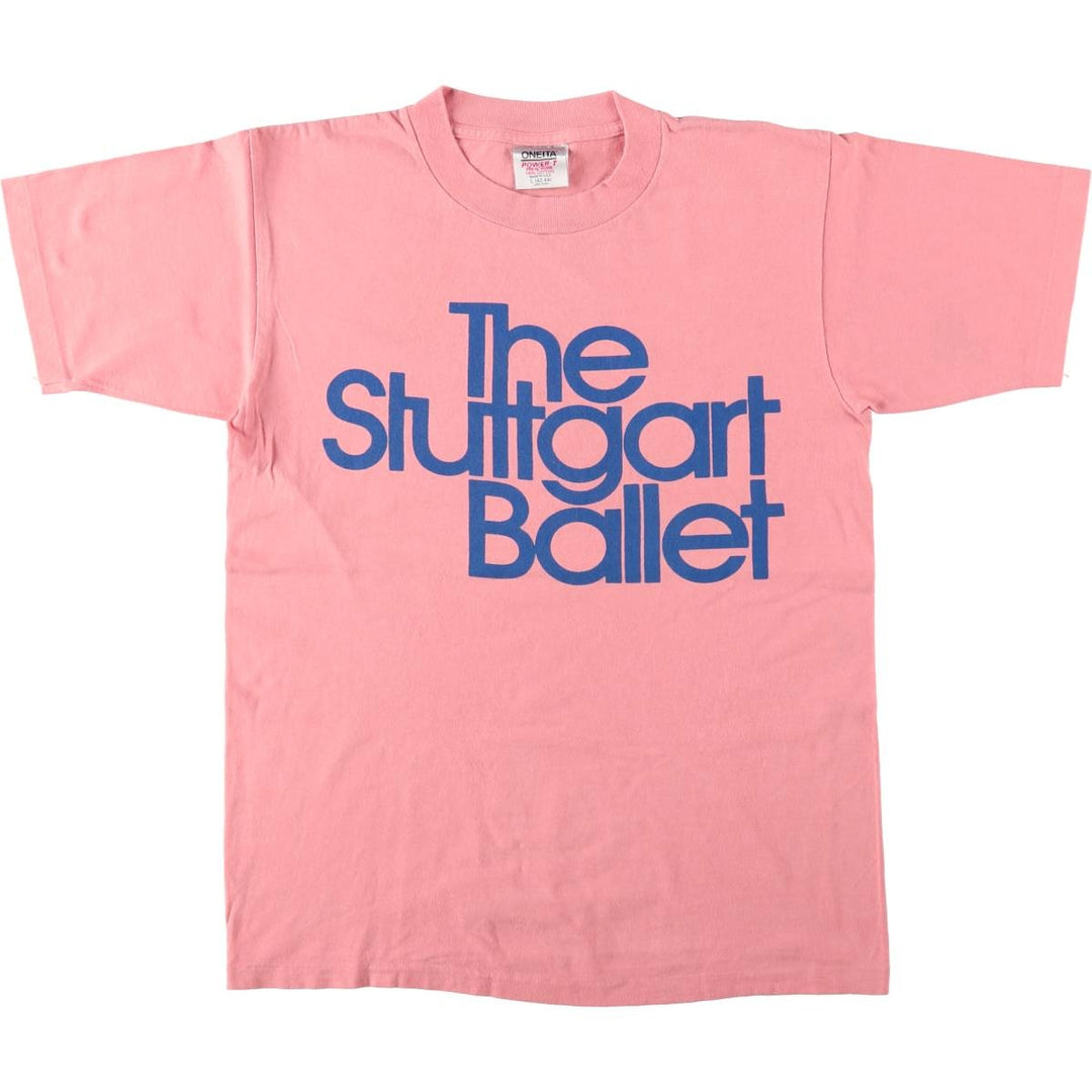 90'S ONEITA Stuttgart Ballet Print T-Shirt, Made in USA, Men's Size L (Equivalent), Vintage cotton pink type Vintage Second Hand