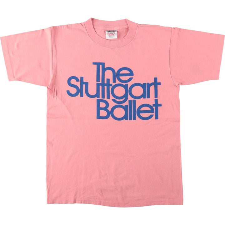 90'S ONEITA Stuttgart Ballet Print T-Shirt, Made in USA, Men's Size L (Equivalent), Vintage cotton pink type Vintage Second Hand