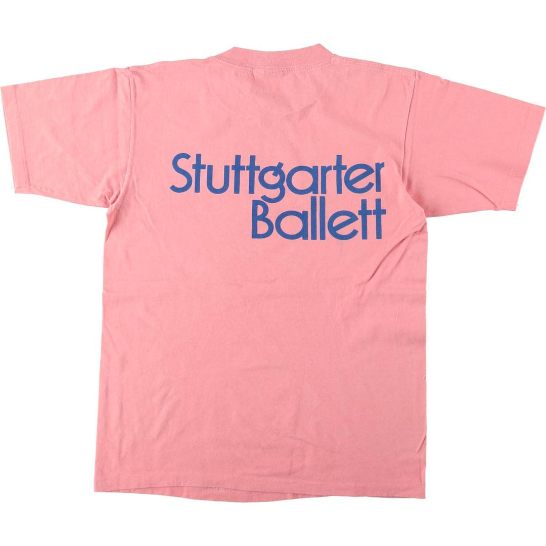 90'S ONEITA Stuttgart Ballet Print T-Shirt, Made in USA, Men's Size L (Equivalent), Vintage cotton pink type Vintage Second Hand