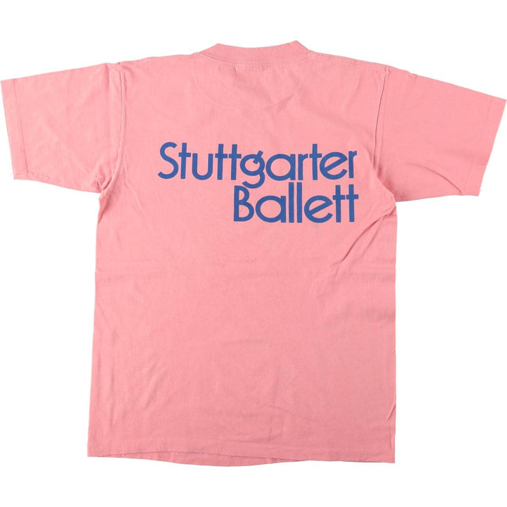 90'S ONEITA Stuttgart Ballet Print T-Shirt, Made in USA, Men's Size L (Equivalent), Vintage cotton pink type Vintage Second Hand