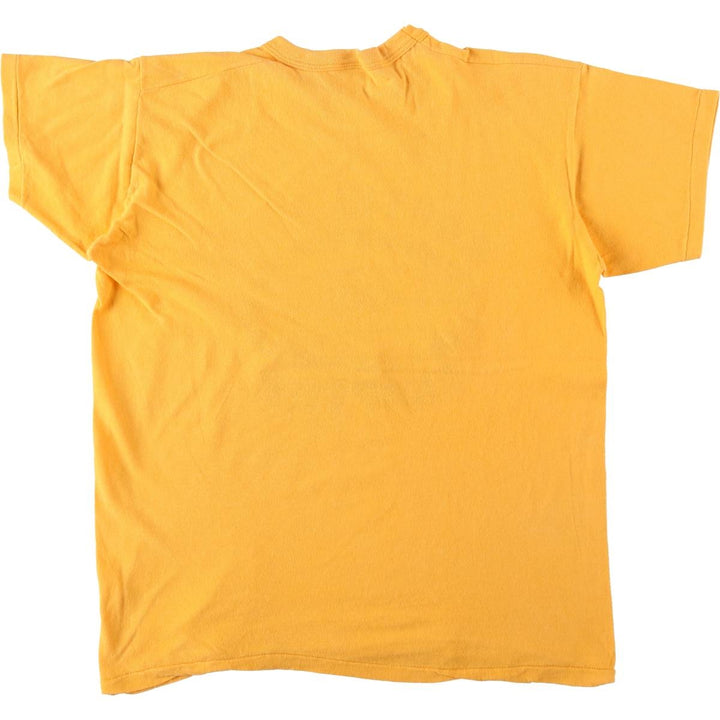 70s-80'S Russell Print T-Shirt, Made in USA, Men's Size L (Equivalent), Vintage cotton yellow type Vintage Second Hand