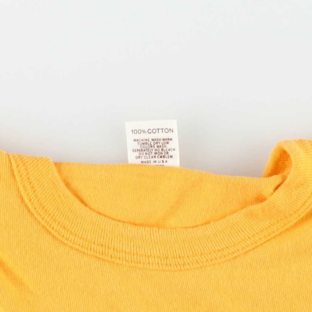70s-80'S Russell Print T-Shirt, Made in USA, Men's Size L (Equivalent), Vintage cotton yellow type Vintage Second Hand