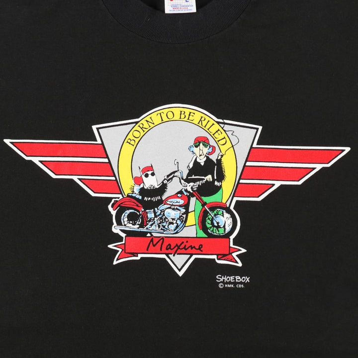 80s-90'S Jerzees Maxine Print T-Shirt, Made in USA, Men's Size L (approx.), Vintage cotton black type Vintage Second Hand