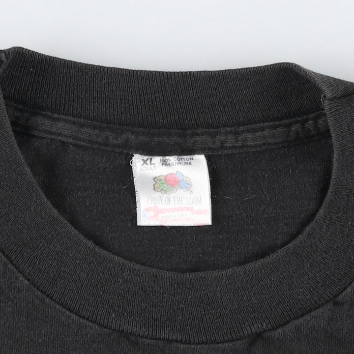 90'S Fruit of the Loom Carpe Diem Print T-Shirt, Made in USA, Men's XL equivalent, Vintage cotton black type Vintage Second Hand