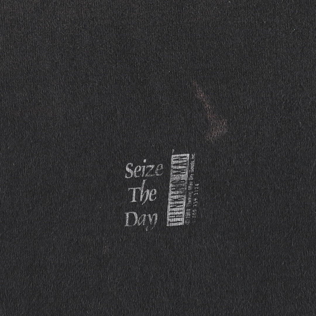 90'S Fruit of the Loom Carpe Diem Print T-Shirt, Made in USA, Men's XL equivalent, Vintage cotton black type Vintage Second Hand