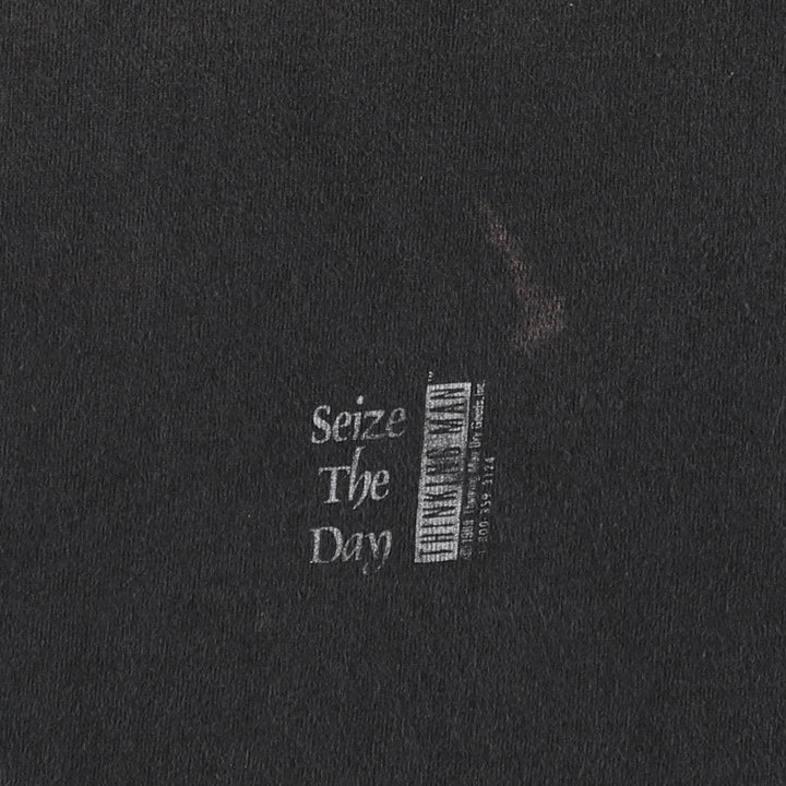 90'S Fruit of the Loom Carpe Diem Print T-Shirt, Made in USA, Men's XL equivalent, Vintage cotton black type Vintage Second Hand