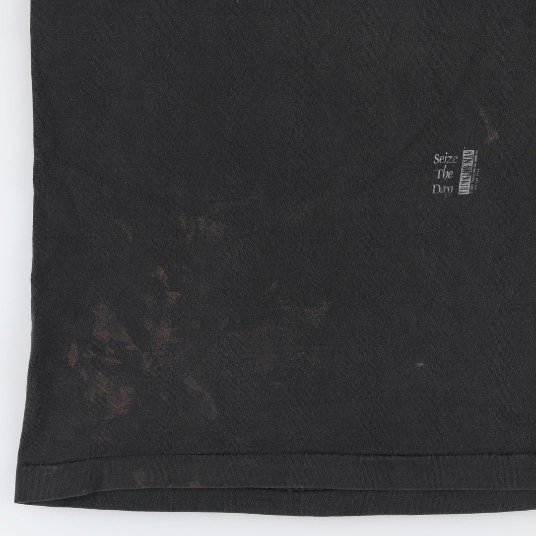 90'S Fruit of the Loom Carpe Diem Print T-Shirt, Made in USA, Men's XL equivalent, Vintage cotton black type Vintage Second Hand