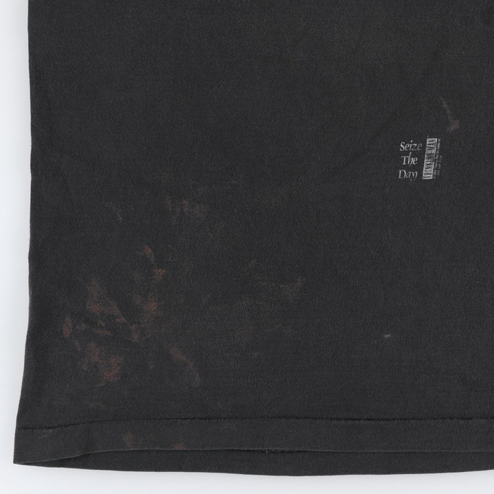 90'S Fruit of the Loom Carpe Diem Print T-Shirt, Made in USA, Men's XL equivalent, Vintage cotton black type Vintage Second Hand