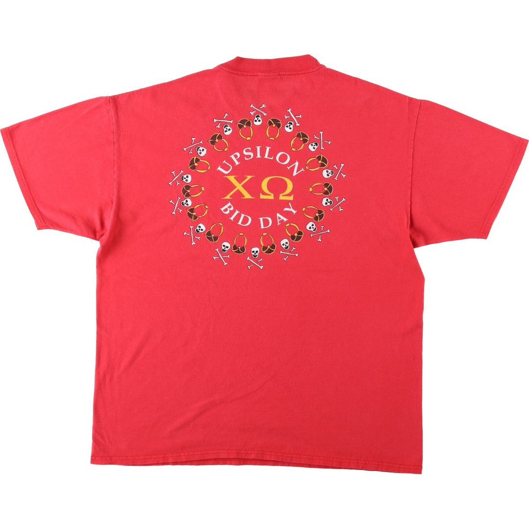 90s-00'S Hanes BEEFY-T Blue Tag Skull Pattern College T-Shirt Men's XL Equivalent Vintage cotton red type Vintage Second Hand