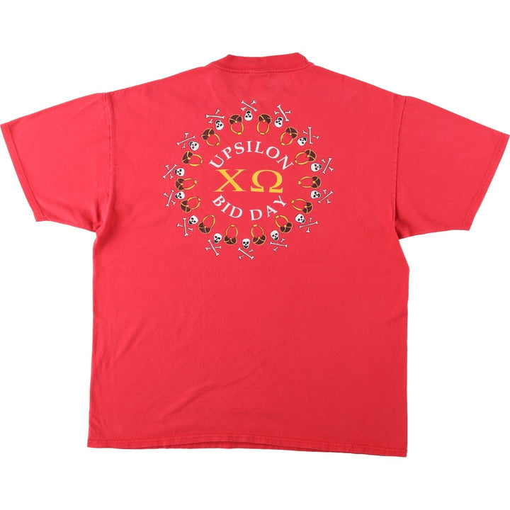 90s-00'S Hanes BEEFY-T Blue Tag Skull Pattern College T-Shirt Men's XL Equivalent Vintage cotton red type Vintage Second Hand