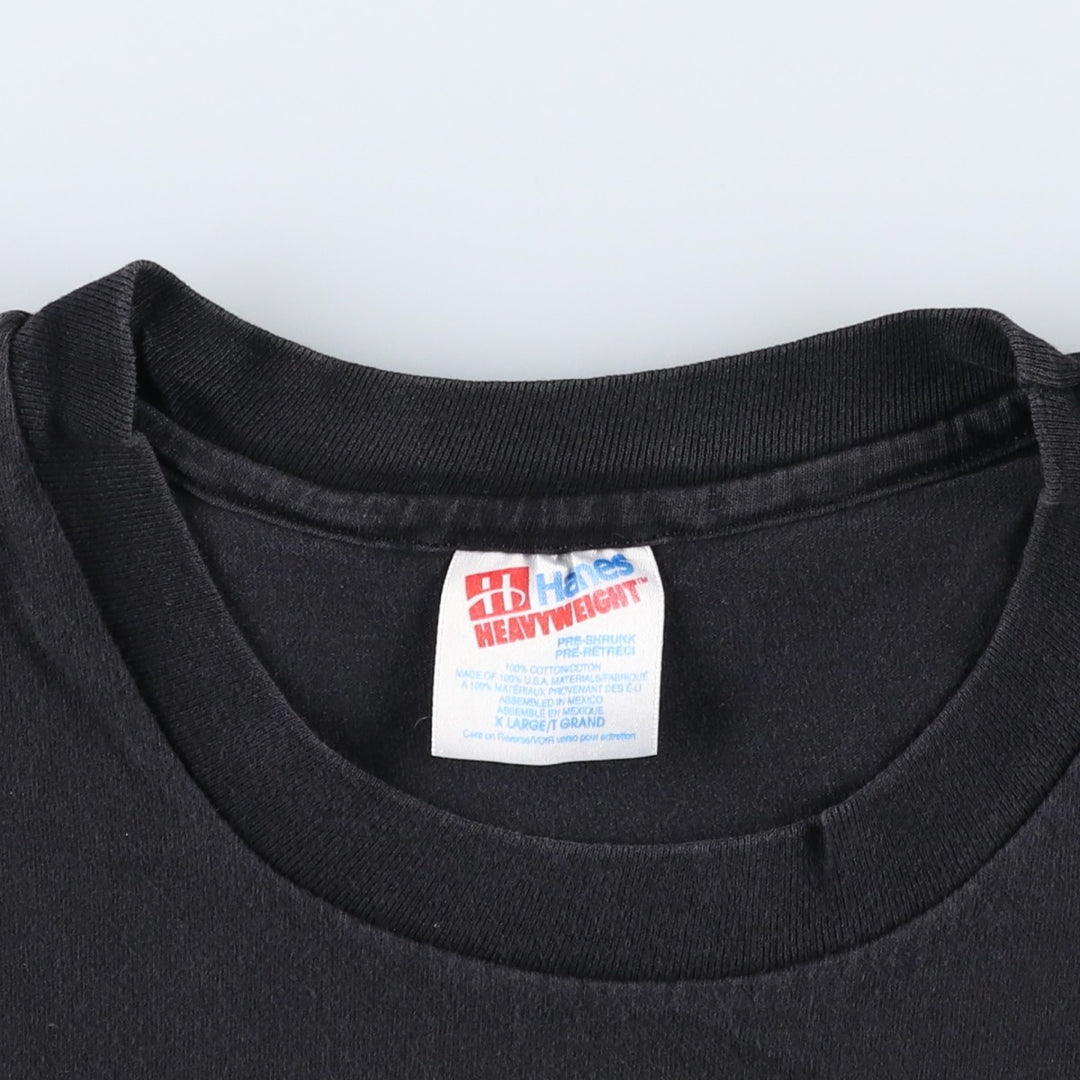 90'S Hanes Heavyweight Print T-Shirt, Men's Size XL cotton black type Vintage Second Hand