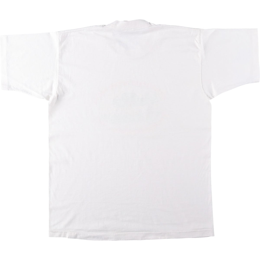 90'S Fruit of the Loom Best Printed T-shirt, Made in USA, Men's L size, Vintage cotton white type Vintage Second Hand