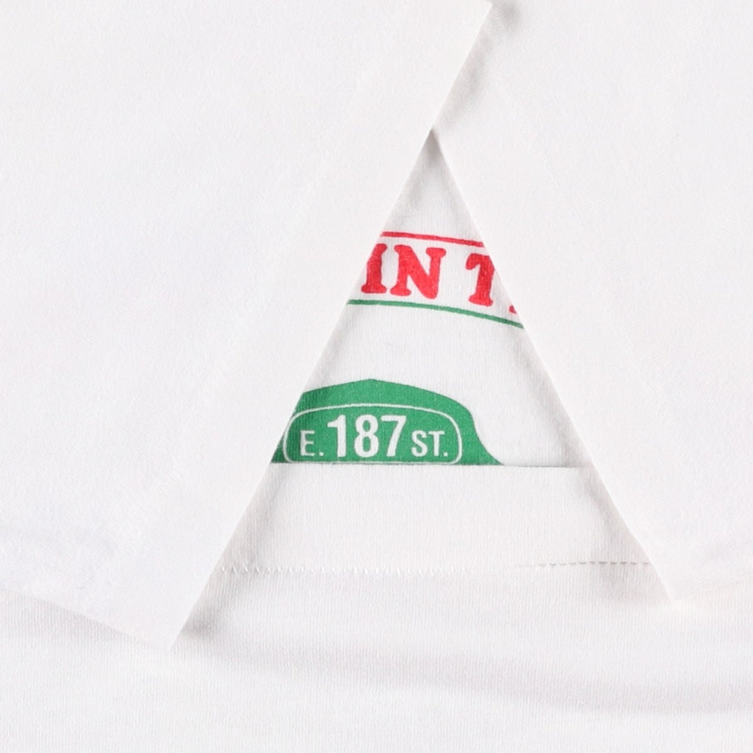 90'S Fruit of the Loom Best Printed T-shirt, Made in USA, Men's L size, Vintage cotton white type Vintage Second Hand