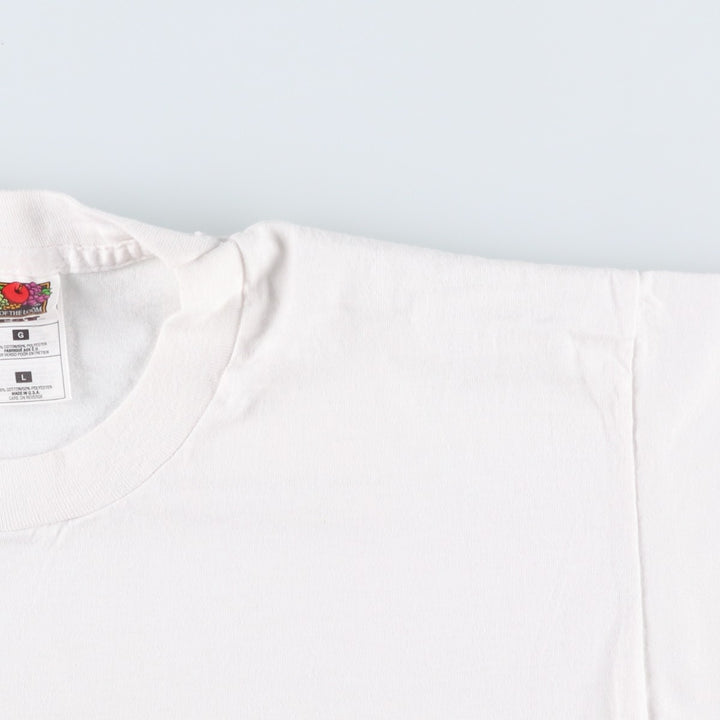 90'S Fruit of the Loom Best Printed T-shirt, Made in USA, Men's L size, Vintage cotton white type Vintage Second Hand