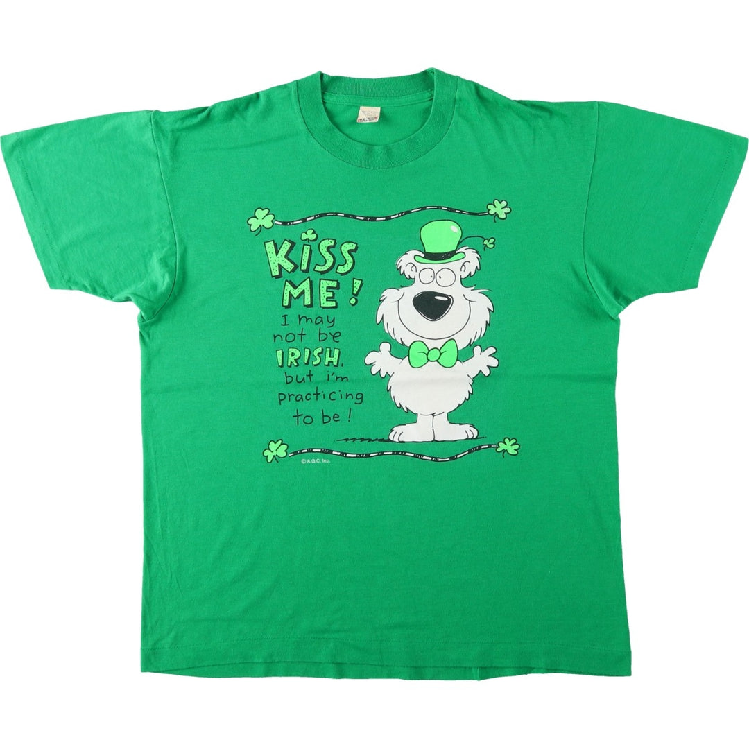 Vintage 1980'S Screen Stars print T-shirt, Made in USA, Men's XL cotton green type Vintage Second Hand