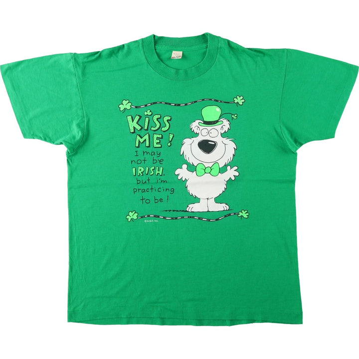 Vintage 1980'S Screen Stars print T-shirt, Made in USA, Men's XL cotton green type Vintage Second Hand