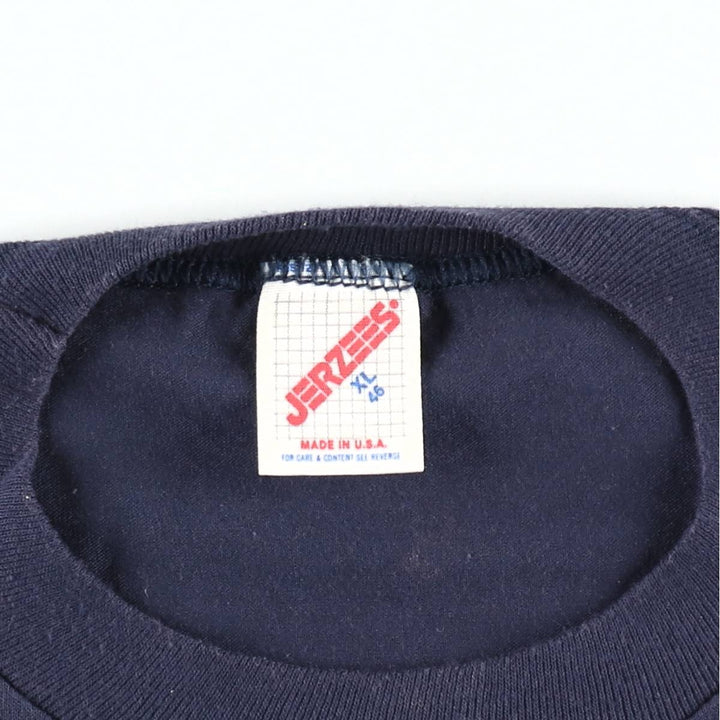 Vintage 80s-90'S Jerzees Printed T-Shirt, Made in USA, Men's XL cotton navy blue type Vintage Second Hand