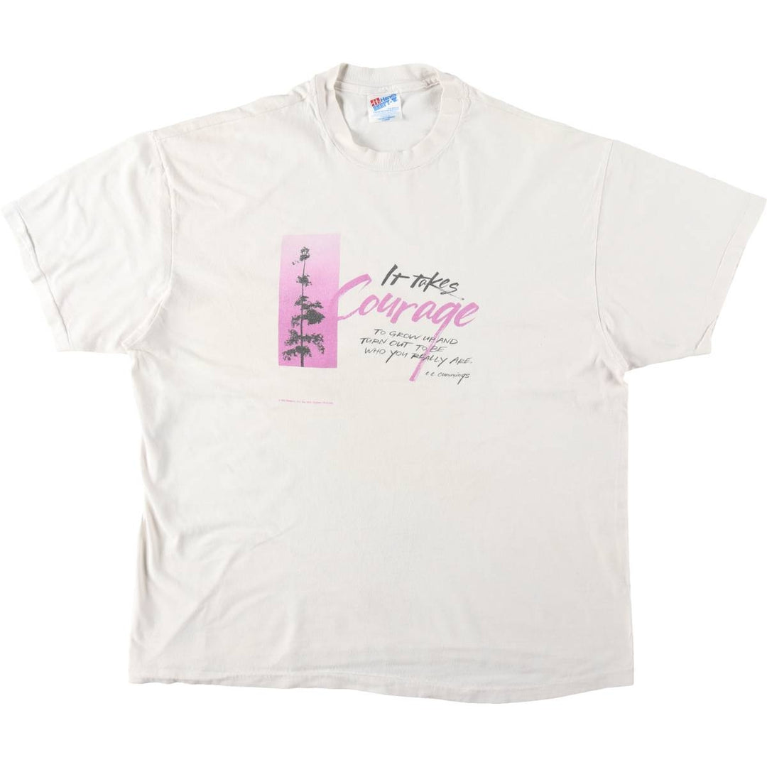 90'S Hanes BEEFY-T Printed T-shirt Made in USA Men's XL Vintage cotton white type Vintage Second Hand